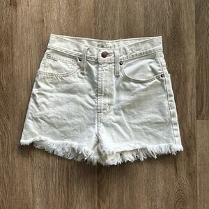 Madewell The Perfect Jean Short Off White Size 24(00) Raw Hem High Rise Cutoff